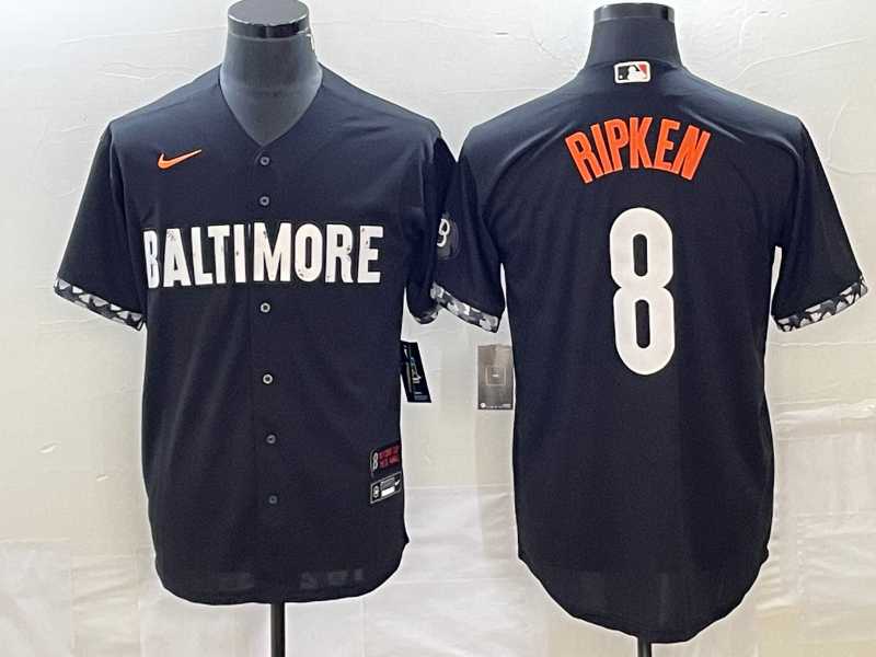 Mens Baltimore Orioles #8 Cal Ripken Jr Black 2023 City Connect Cool Base Stitched Jersey->baltimore orioles->MLB Jersey